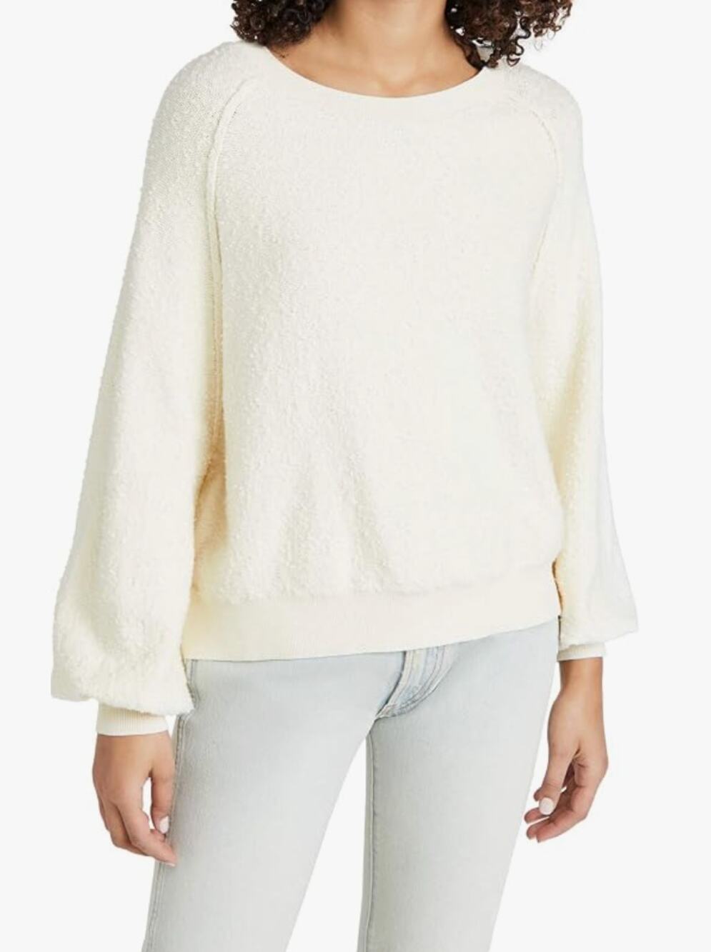 Free People Found My Friend Pullover Sweater Cream Large